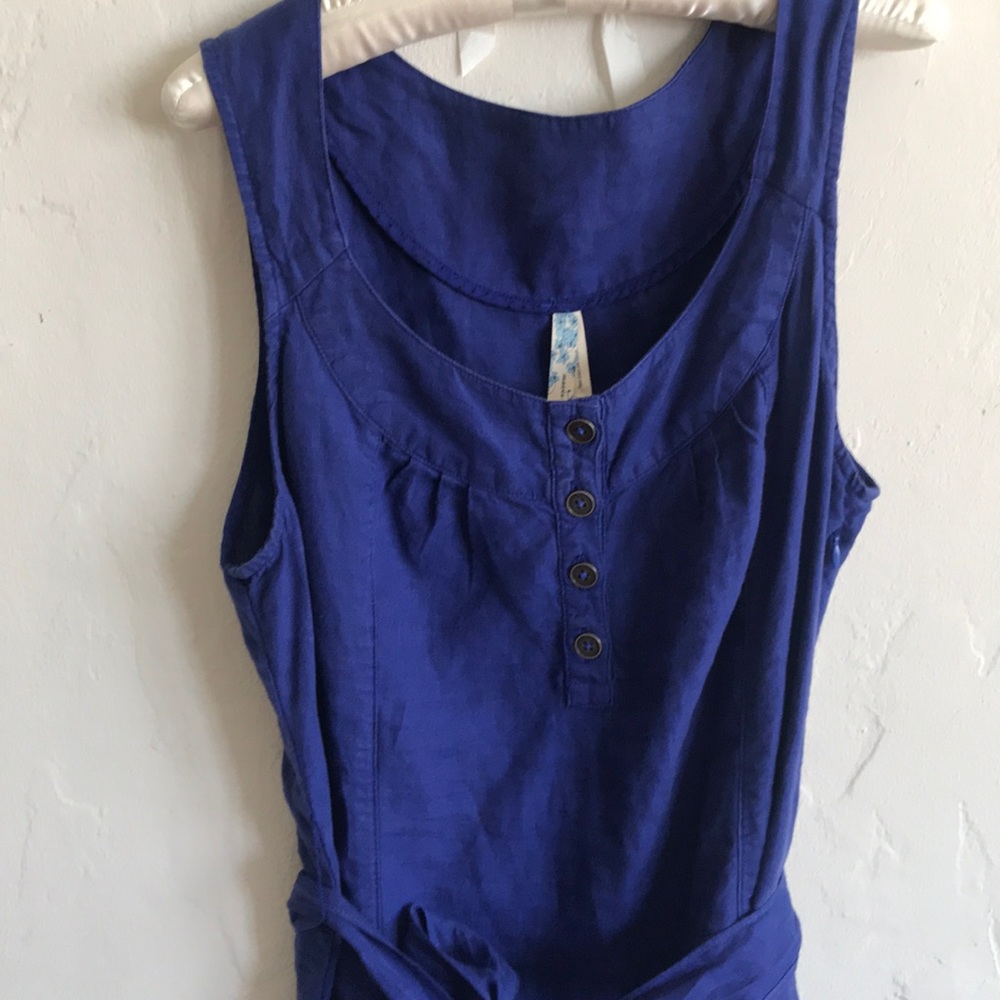 Anthropologie royal blue linen dress, size 10